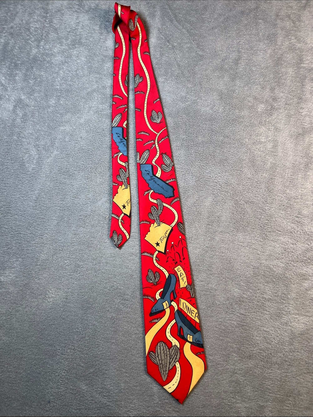 The Beatles ‘Get Back’ Red Silk Novelty Tie with Blue and Yellow Accents